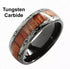 Men's 8mm Tungsten Ring Koa Wood Inlay With Laser Pattern Dome Wedding Band